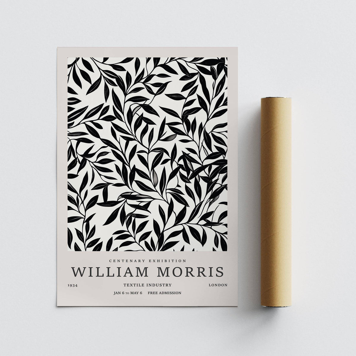 Decorative leaf design in black and white vintage wall art