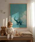 Child's room wall art, Nursery Animal Poster with blue theme