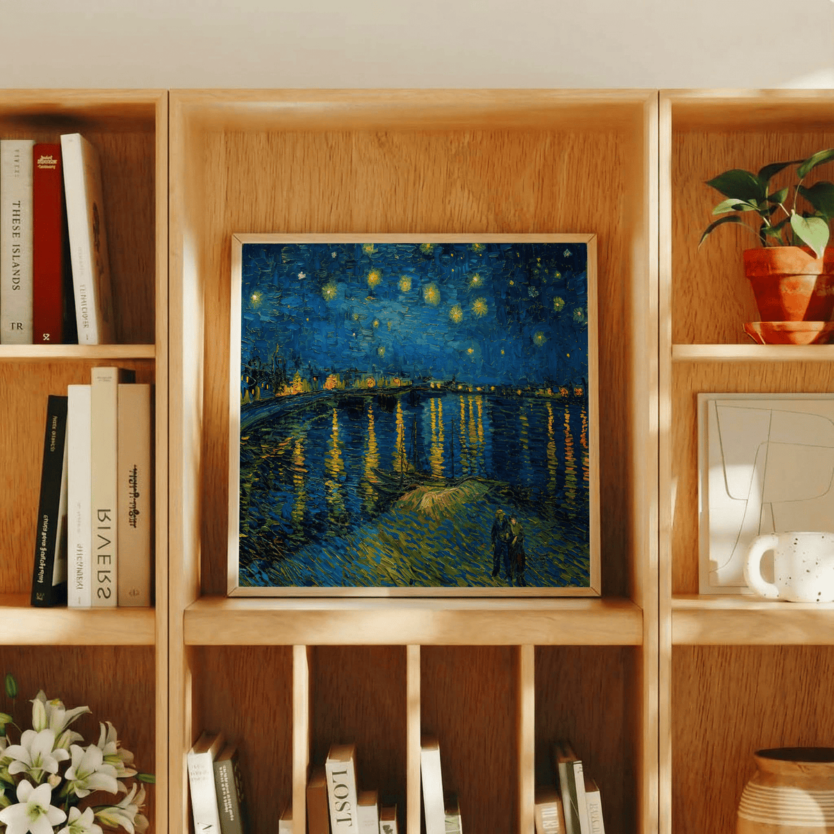 Black and blue Impasto Wall Art poster for hallway