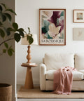 Botanical large prints for living room in green and blush palette