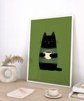 Grumpy Cat Wall Art for dining room, in black and green colors