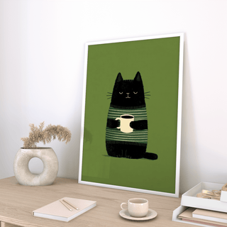 Grumpy Cat Wall Art for dining room, in black and green colors