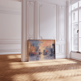 Multicolored Abstract Sunset Art Print perfect for modern bedroom decor
