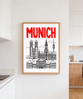Munich City Poster rolled slightly for paper texture and color contrast check