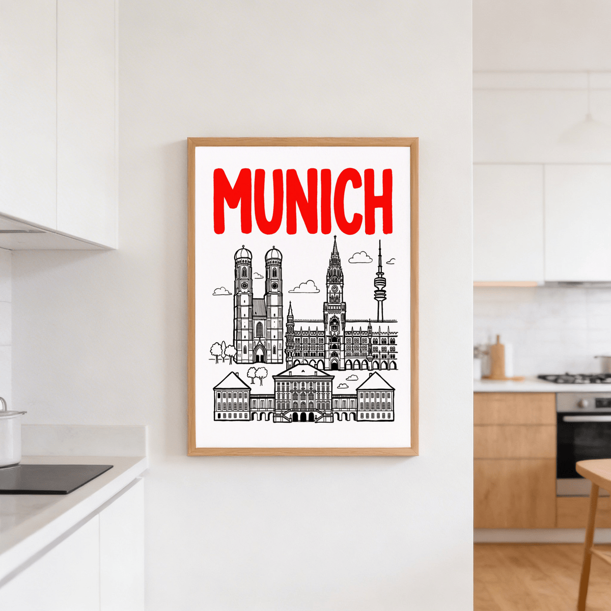 Munich City Poster rolled slightly for paper texture and color contrast check