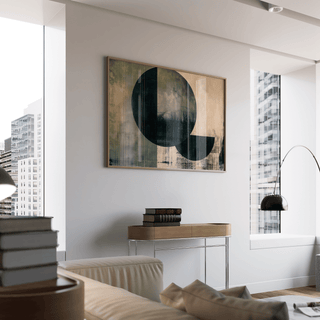 Contemporary Poster Art in Green and Beige for study or reading nook wall poster