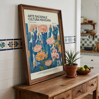 Desert-inspired floral and cactus wall art in the Mexican Boho Decor style.