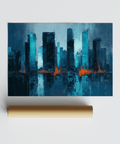 Art print Blue Artwork City with Blue and Orange fits contemporary kitchens