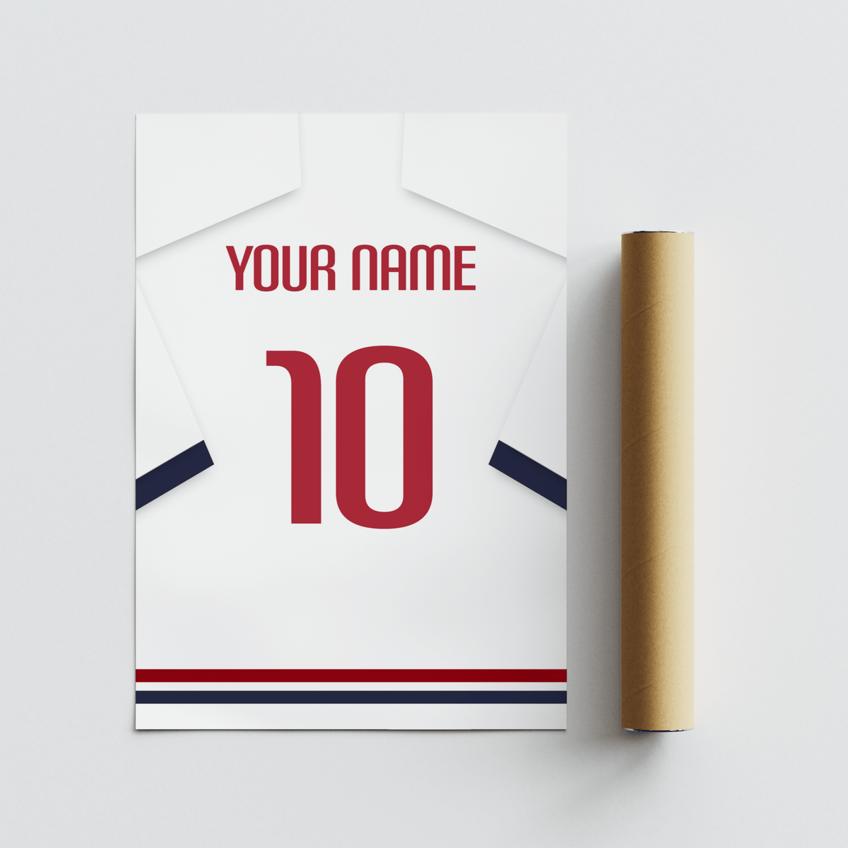 Sleeve cuff detail showing contrasting bands on the illustrated jersey wall art