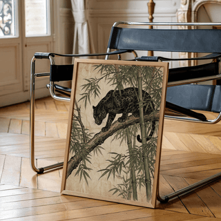 Black Panther Wall Art home decor print with Green bamboo accent
