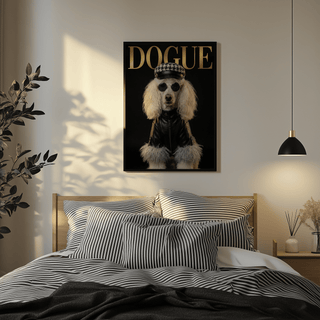 Dog Fashion Print featuring White, Beige, and chic Black tones for study decor