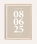 Personalized Anniversary Gift print in Beige and White for living room wall art