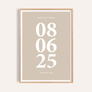 Personalized Anniversary Gift print in Beige and White for living room wall art