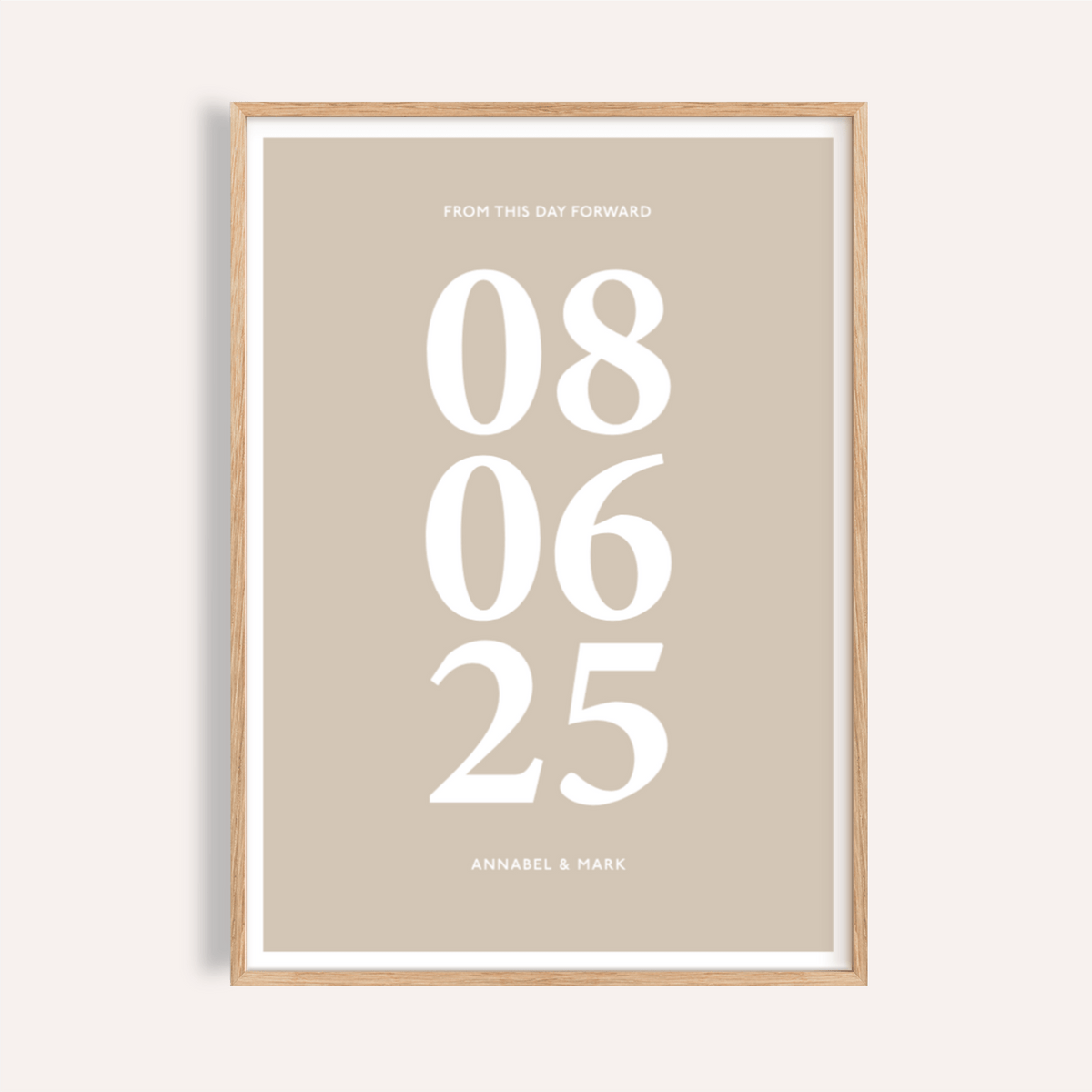 Personalized Anniversary Gift print in Beige and White for living room wall art