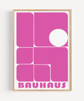 Vibrant pink Bauhaus geometric poster for minimalist and contemporary spaces