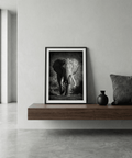 Wildlife Photography Art vertical poster showing elephant against plain background