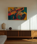 Vintage Camera Wall Art with Yellow accents for creative workspace print