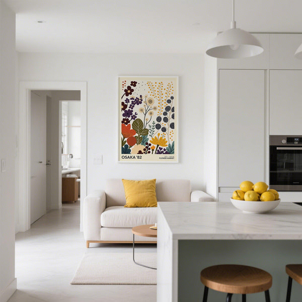 Graphic wildflower illustration in colorful flower prints art.