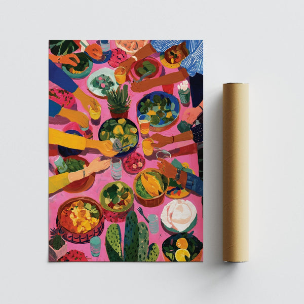 Fiesta wall art with food, drinks, and bright Mexican designs for home decor