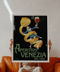 Vintage Aperitivo Print featuring black background and Italian green text, great for dining area