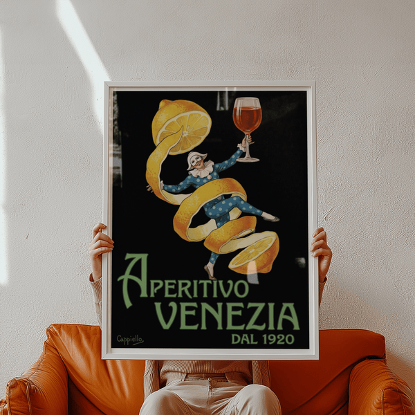 Vintage Aperitivo Print featuring black background and Italian green text, great for dining area