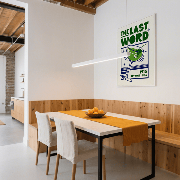 Home bar wall art print Cocktail Art Print in green and blue