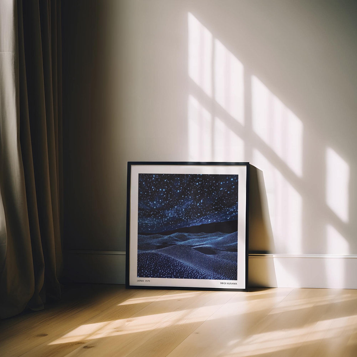 Abstract navy blue wall art featuring deep blue night tones