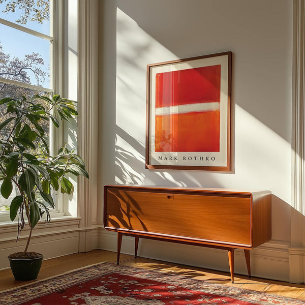 Expressive orange abstract art print for artistic decor