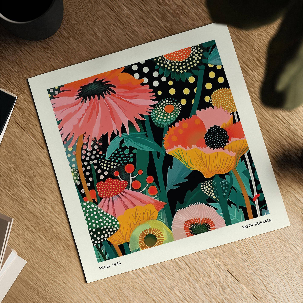 Floral wall hanging inspired by Yayoi Kusama perfect for creative rooms