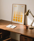 Modern wall art from the Posters Bauhaus series with symmetrical yellow shapes.