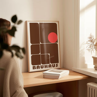 Contemporary wall art for offices with a red accent circle
