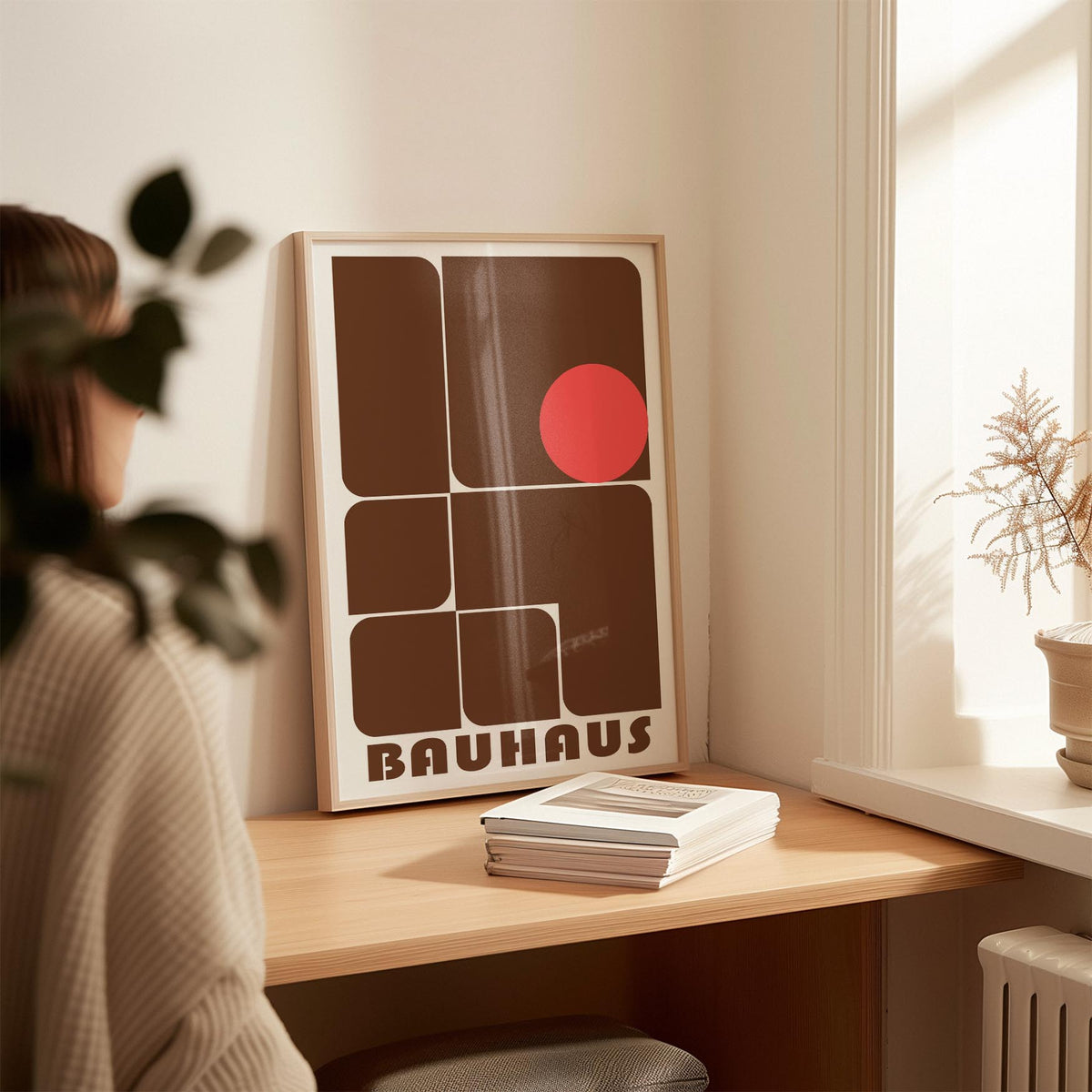Contemporary wall art for offices with a red accent circle