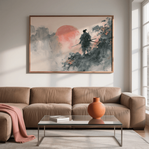 Abstract Warrior Poster with Red and Beige landscape, best for family room poster