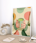 Cozy Matcha Art wall art for cozy reading nook with beige and orange