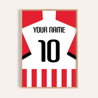 Bold Sunderland Football Shirt Poster with custom name text and number 10 print