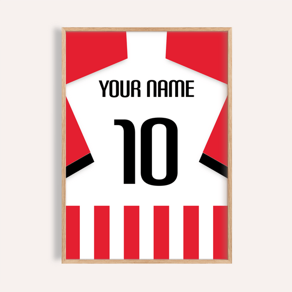 Bold Sunderland Football Shirt Poster with custom name text and number 10 print