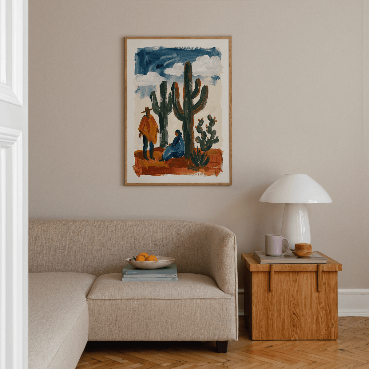 Desert Cactus Wall Art featuring Blue and Green for study wall art