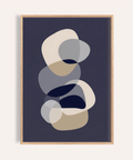 abstract modern art print in Blue Gray White Beige for living room wall art