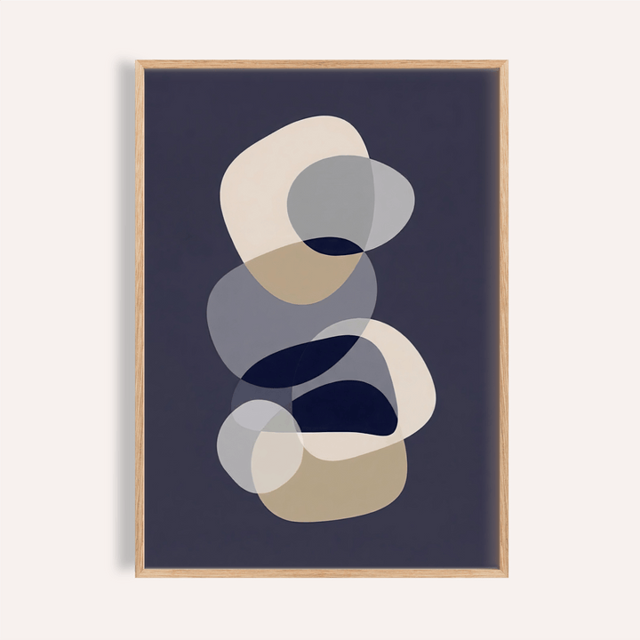 abstract modern art print in Blue Gray White Beige for living room wall art