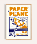 Paper Plane Cocktail Poster orange blue art print for kitchen wall