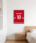 Featuring a red football shirt print with white name text and large number 10