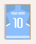 Lazio Football Shirt Poster hanging on wall with custom name and number 10