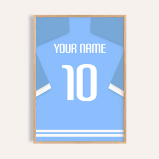Lazio Football Shirt Poster hanging on wall with custom name and number 10