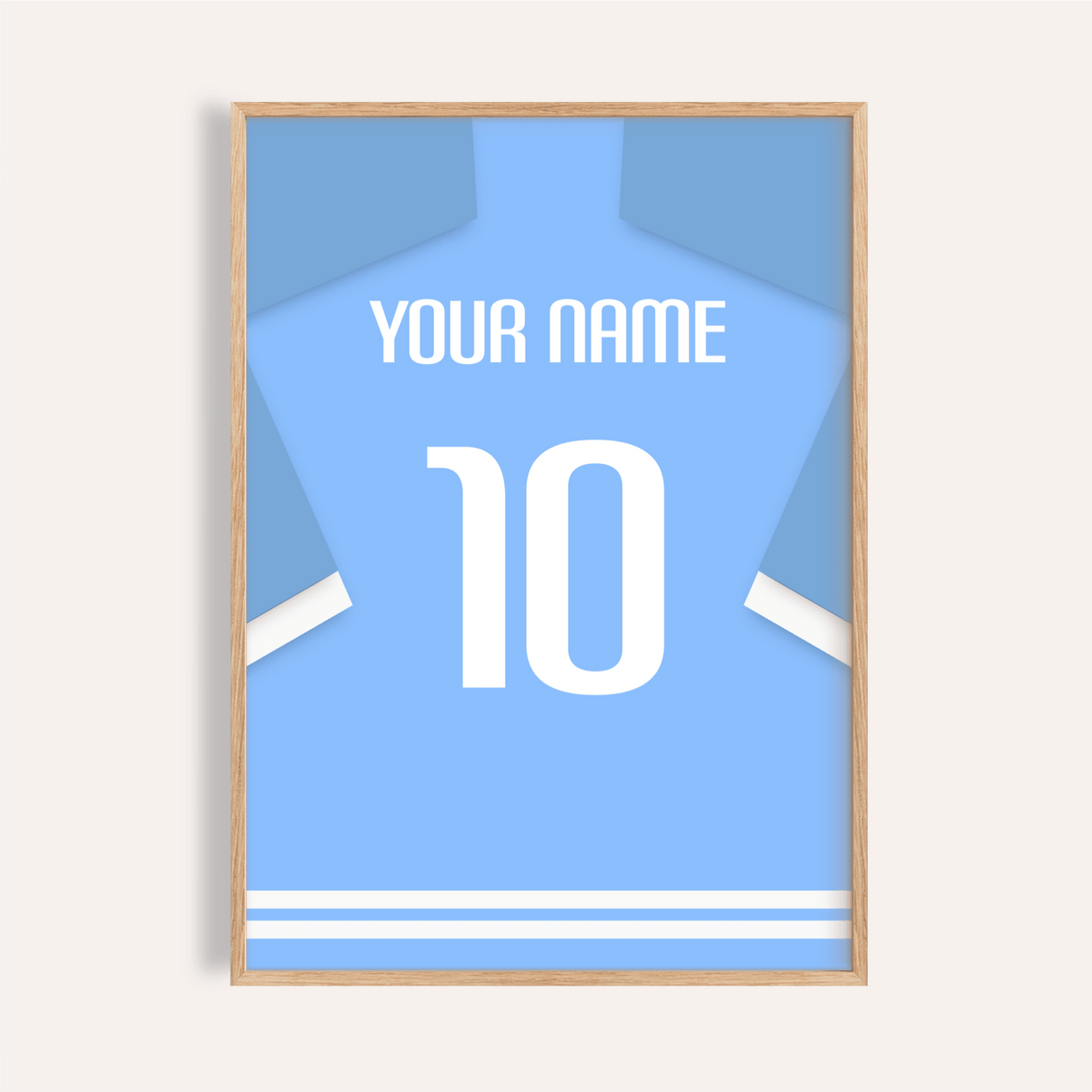 Lazio Football Shirt Poster hanging on wall with custom name and number 10