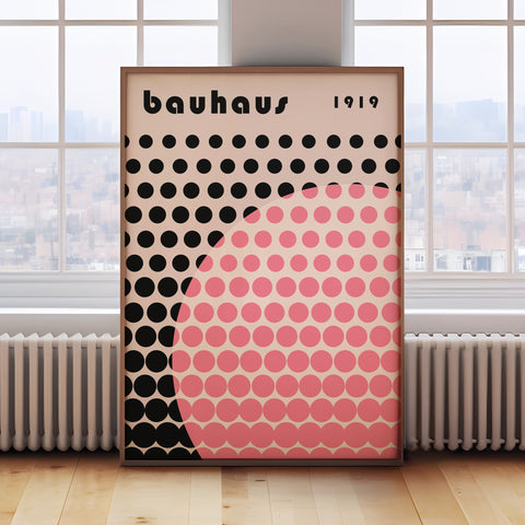 Trendy girls room poster with bold pink circle pattern, perfect for teens and creative spaces