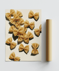 Modern kitchen poster showing Farfalle Pasta Art in Beige tones
