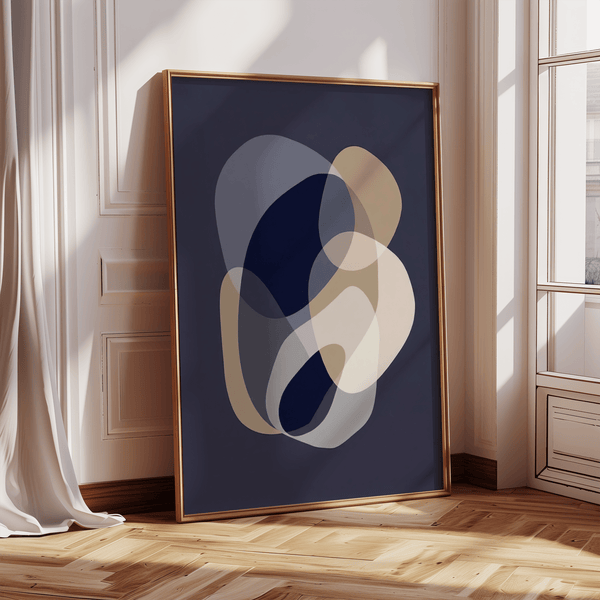 modern prints abstract art with Blue and White for office wall