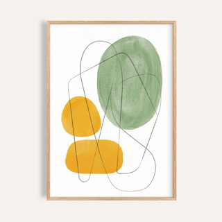 Yellow and Green Print wall art with green and yellow, living room, poster