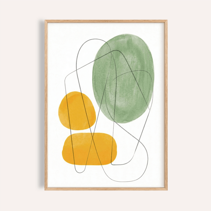 Yellow and Green Print wall art with green and yellow, living room, poster