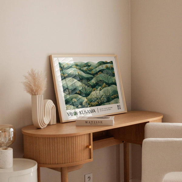 Timeless Japanese prints for sale with rolling green hills